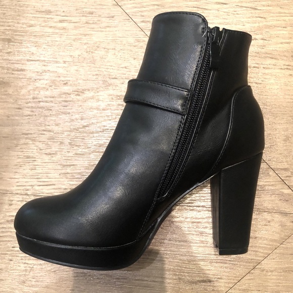 Black Platform Bootie Block Heel - Picture 4 of 5